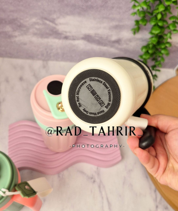 تراول ماگ دسته دار استیل و صفحه درجه حرارت