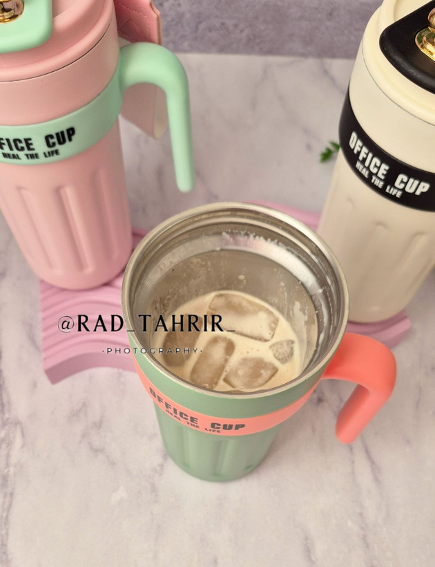 تراول ماگ دسته دار استیل و صفحه درجه حرارت