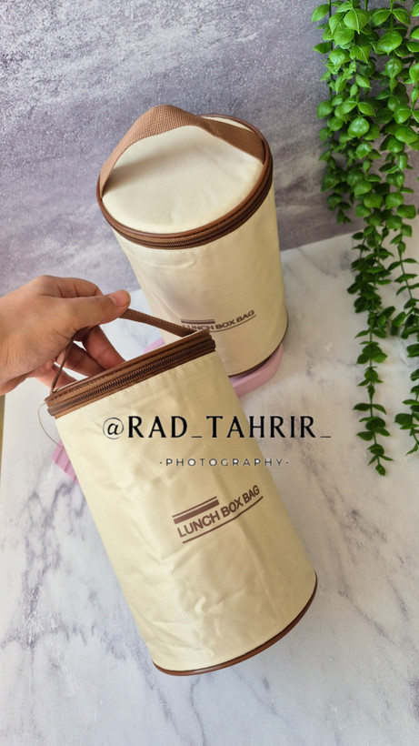 ظرف غذای سه تایی داخل فلزی به همراه کیف حمل طرح cherry