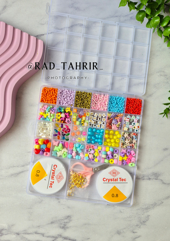 ست مهره ساخت دستبند و اکسسوری با دو رول نخ طرح جدید