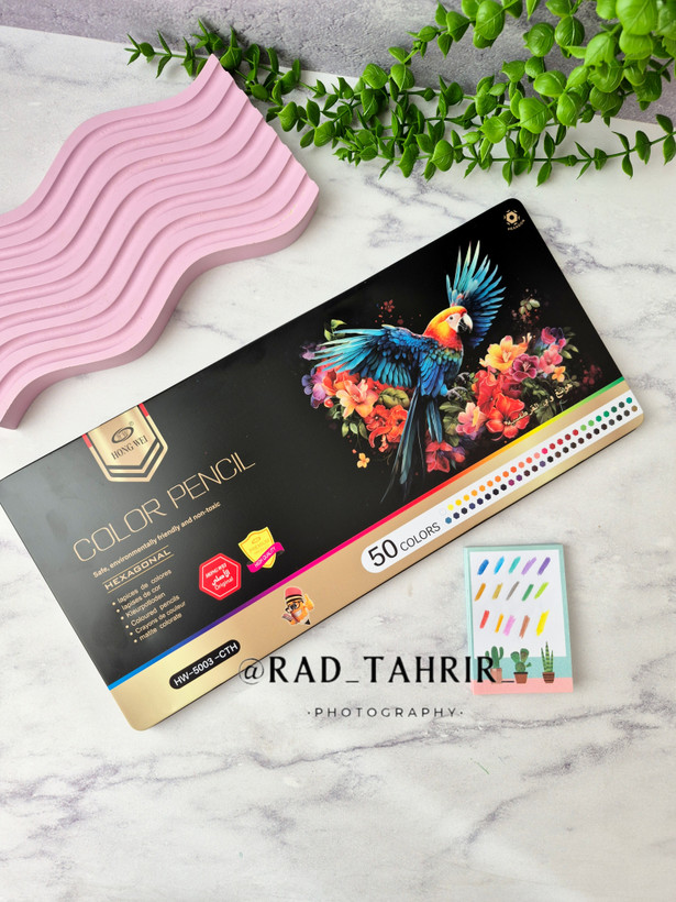 مداد رنگی ۵۰ رنگ با جعبه فلزی درجه یک