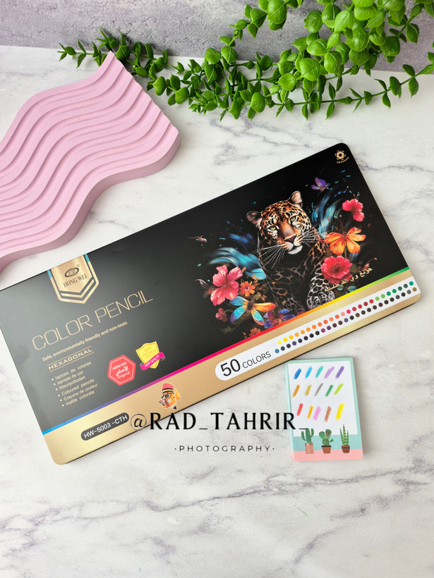 مداد رنگی ۵۰ رنگ با جعبه فلزی درجه یک